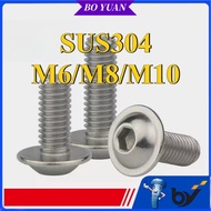 304 stainless steel round head with padded hexagon screw screw bolt pan head half round head M6/M8/M