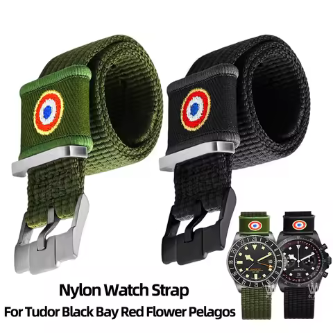 22mm Nylon Watch Strap For Tudor Black Bay Red Flower Pelagos M2542G M25707B M25727K Series Men's So