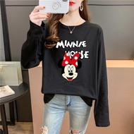 Baju t shirt Perempuan Lengan Panjang Tshirt Women Plus Size Mickey Mouse Lengan Panjang Baju Long Sleeve Blouse Clothes