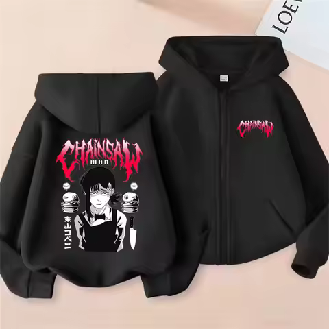 Anime Chainsaw Man Higashiyama Kobeni Graphic Zipper Hoodie Men Women Manga Fashion Streetwear Male 
