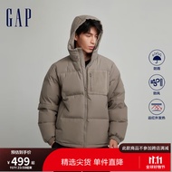 Gap男女装冬季2023新款LOGO防风雨连帽羽绒服720840保暖加厚外套 浅棕色 180/96A(M)