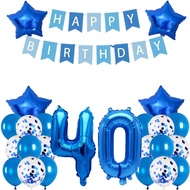 (SG SELLER) 40th Birthday Decorations, Blue 40th, 40th Birthday Balloon, Blue 40th Birthday Decorati