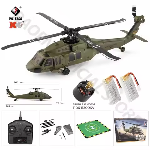 Wltoys Black Eagle K170 UH-60L 2.4G 4-channel 6-axis Gyro Brushless Motor Military Green Remote Cont
