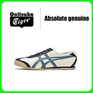 100% authentic Onitsuka Tiger Onitsuka Tiger MEXICO 66 Lightweight low top running shoes for men and women the same white blue