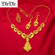 Emas 916 Gold Original Necklace Malaysia/women's Floral Necklace Earrings Ring Set Wedding Jewellery