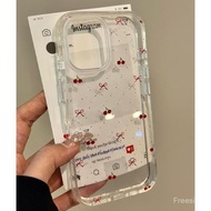 Polka Dot Cherry Bow Suitable for iPhone15/16promax Phone Case iphone13 Simple 14/12 Transparent iPh