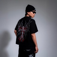 DOUBLETROUBLE23 CROSSWINGS BOXY TEE Cotton Black