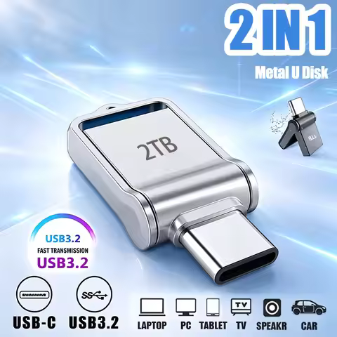 U Disk 2TB Metal Flash Drive USB 3.2 Type-C Interface Flash Drive 512GB 1TB High-Speed Pen Drive for
