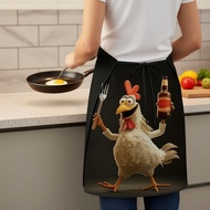 Black Funny Rooster Novelty Bib – Kitchen Apron for Baking, BBQ & Gardening