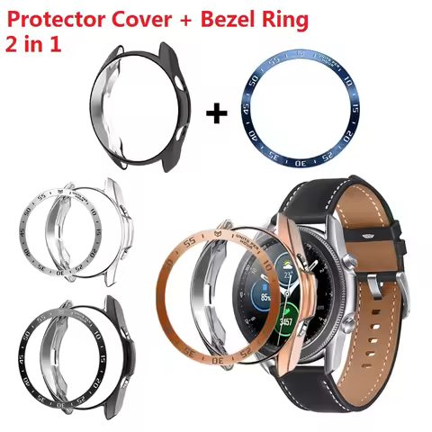 2in1 Bezel Ring + Case For Samsung Galaxy Watch 3 41mm 45mm TPU Protector Cover Anti-Scratch Stainle