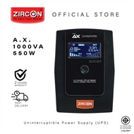 ZIRCON เครื่องสำรองไฟ (UPS) รุ่น AX 1000VA/550W รับประกัน 2 ปี -Official Store-