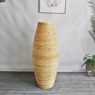 Pasu Rotan Indonesia Setinggi 30-40cm, Anyaman Tangan Gaya Cane Ins, Pasu Lantai, Hiasan Tingkap, Pe