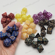Dragon Pattern Dice Acrylic DND Number Dice 7-Piece Set Running Team Game for TTRPG DnD MTG Role Pla