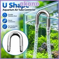 OKONO Air Tube Connector, Stainless Steel U Shape Aquarium Airline Connector,  4-5mm Tube Rust Resis