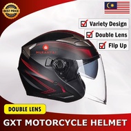 ❅Helmet motor GXT Topi keledar motorcycle helmet double visor open face motosikal bike helmet moto Stylish dual lens☟
