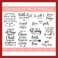 Christian Bible Verse SVG Bundle | 12 Faith Scripture Designs, 84 SVG PNG DXF EPS AI PDF JPEG Craft 