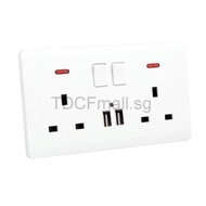 (Stock)13A Wall Socket Switch Universal Switch Socket White Light Switch