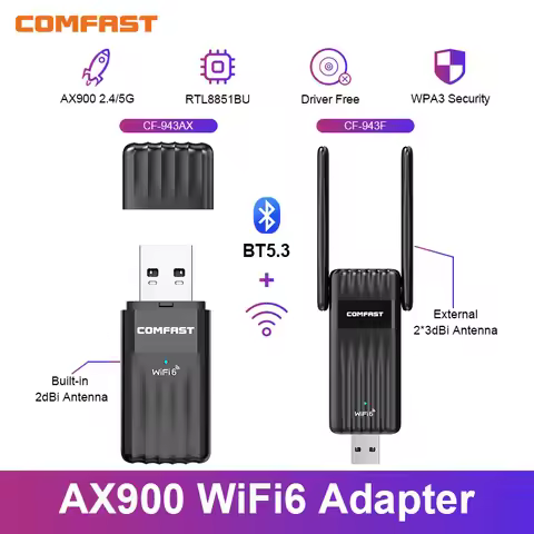COMFAST AX900 WiFi6 Adapter BT5.3 2.4G&5GHz 900Mbps WiFi Adaptador Free-Drive USB WiFi Bluetooth Ada