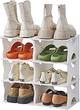 LGAQCOX 2 Pcs of 4 Tier Shoe Rack, Free Standing Shoe Racks for Closet, Free-Combination Narrow Shoe Storage Organizer for Bedroom &amp; Entryway, Space Saver Stackable Shoe Shelf, Easy Assembly,White