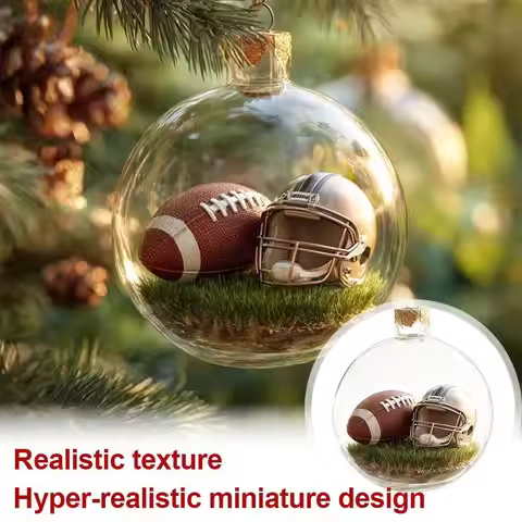 8cm Sports Themed Hanging Christmas Ball Decorations Rugby, Football Sports Holiday Ornament Christm
