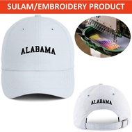 EMBROIDERY SULAM ALABAMA USA AMERICA WORDING LOGO BASEBALL 100% POLYESTER CAP ADJUSTABLE STRAP WHITE
