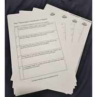 Year 7 math Algebra math worksheet hardcopy
