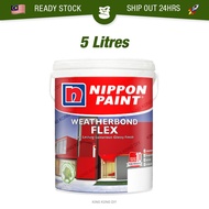 5L NIPPON PAINT Weatherbond Flex 10 YEARS PROTECTION Weather Bond Exterior Wall Cat Luar Tahan Cuaca