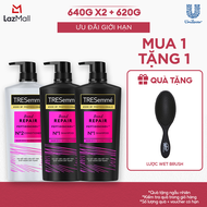 Combo 2 Dầu Gội Và 1 Dầu Xả TRESemmé Bond Repair Peptidebond+ Giúp Ngăn Gãy Rụng (640g X 2 Và 620g)