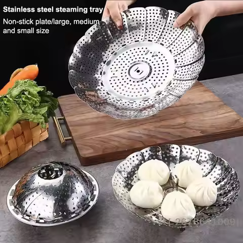 ⚑Folding Stainless Food Steamer Vegetable Fruit Food Basket Mesh Steamer Rack Cookware Utensils For 