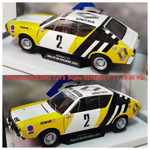 Diecast SOLIDO 1/18 Scale RENAULT 17 1976 #2 Racing Car N2 Alloy Car Model