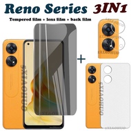 3-in-1 Tempered Glass OPPO Reno 8T 8Z 7Z 6Z 5G Tempered Glass Screen Protector Reno 8 7 Pro 5G Full Cover Tempered Glass Screen+camera film + back film