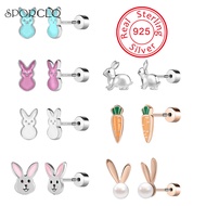 SPORCLO 925 Sliver Earring 1 Pc Rabbit Ear Stud Ear Cartilage Helix Piercing Jewelry Helix Conch Pie
