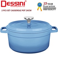 DESSINI ITALY iNM-24 Die Cast Aluminium Non Stick Casserole Pot Bowl Deep Fry Pan Cookware Tool PERI