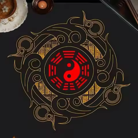 Witchy Yin Yang Bagua Astrology Tablecloth Zodiac Divination Oracle Card Pad For Tarot Reading And M