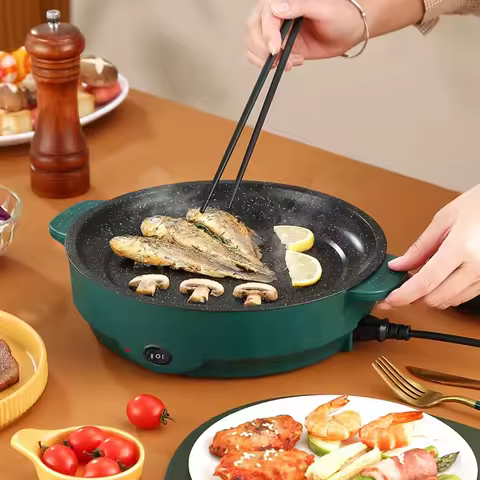 Multifunctional Electric Grill Pan, Household Mini Indoor Korean BBQ Flat Plate, Smokeless Frying Pa