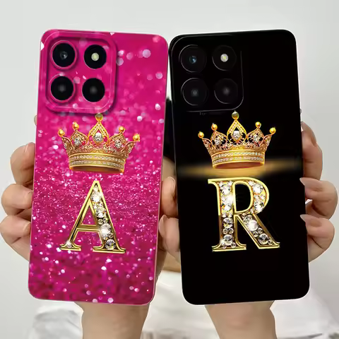 For Honor X6 X6s X6a X6b X6c Phone Case Crown Letter Couple shell Liquid Soft Silicone Back Cover Fo
