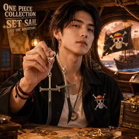 One Piece Mihawk Keychain Necklace Dracule Mihawk Seven Warlords Supreme Grade Blade Yoru Cosplay Pe