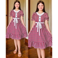 HEATHER BUTTON PUFF KIDS FASHIONABLE DRESS FIT FROM 9-14YRS OLD