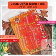 Print custom menu List 1-sided design Free design Food Drink menu