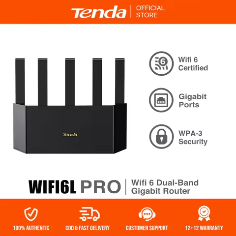 Tenda 5G WiFi6L Pro AX1500 Wireless Router Wi-Fi 6 Dual-band Gigabit Router Designed for Home Users 