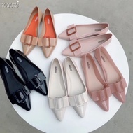New square buckle flat shoes fragrant shoes jelly pointed women's shoes single shoes