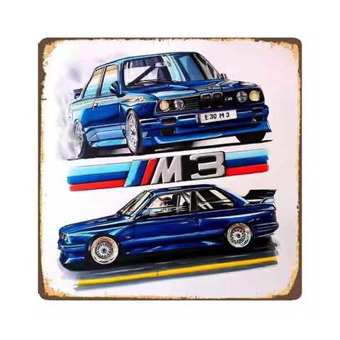 M3 E30 Car Metal Poster Tin Sign 30x30cm