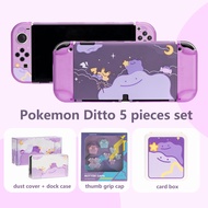Pokemon Ditto Theme Set Switch Dockable Case for Nintendo Switch/OLED Console Hard Protective Case JOY-CON Thumb Grip Cap Dust Cover Switch Storage Bag