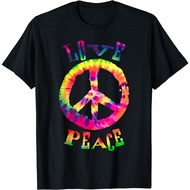 Baju kaos distro PEACE SIGN tee LOVE TShirt 60s 70s Tie Die Hippie Costume T-Shirt