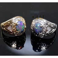 Wello Black Opal Flower Jarong Men's Ring Stone Super Luxury Original Day and Night Net natural