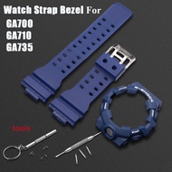 Bracelet Frame Bezel Watch Band For GA700 GA710 GA735 Sports Silicone Rubber Watch Strap Case Protec