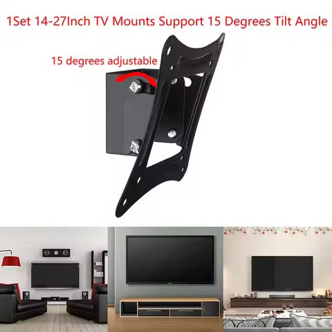 1Set 14-27Inch TV Mounts LCD LED Monitor Wall Mount Bracket Fixed Flat Panel TV Frame Support 15 Deg
