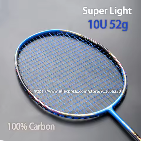 Super Light 10U G4 22-30LBS 100% T700 Carbon Fiber Badminton Rackets Strung Bag Professional Racquet