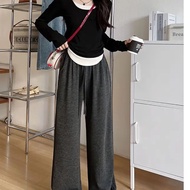 Ready Stock Goods Same Day Delivery Korean Version Glutinous Rice Wide-Leg Pants Women High Waist Dr