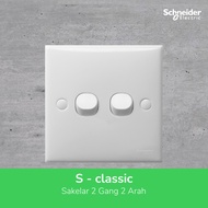 Schneider S-Classic 10AX 250V 2 Gang Switch - 2 Way E32_2_3A_WE_G3